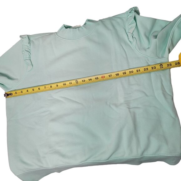 Goodthreads Women's Heritage Fleece Ruffle Shoulder Sweatshirt Mint Green XXL - Picture 11 of 11
